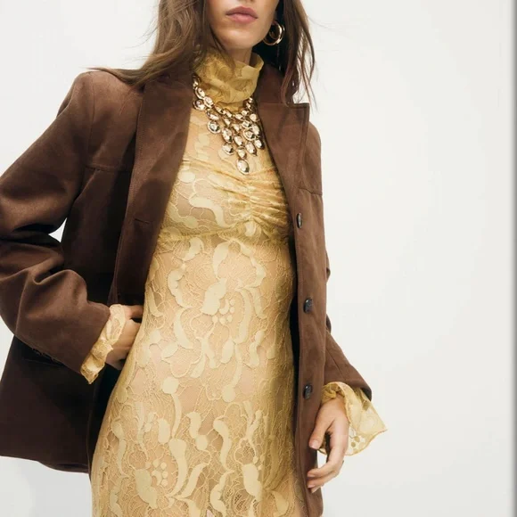 H&m single breasted faux suede jacket - Picture 4 of 9